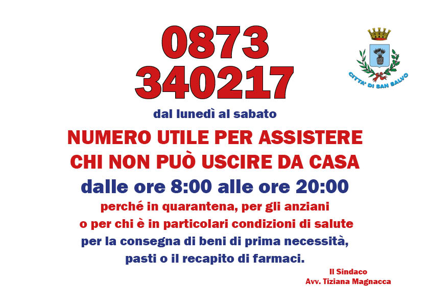 Numero utile per l’assistenza domiciliare per alimenti e farmaci