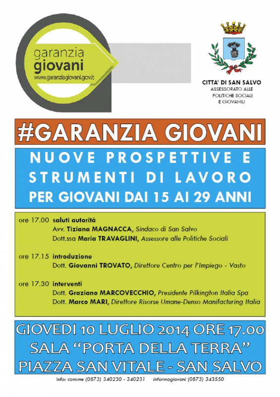 Garanzia Giovani: convegno in Comune a San Salvo