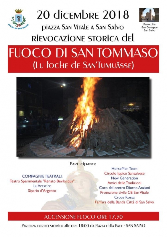 Si rischiara e si scalda la notte con il fuoco di San Tommaso