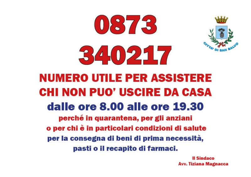 Attivato il numero per assistere chi non può uscire da casa