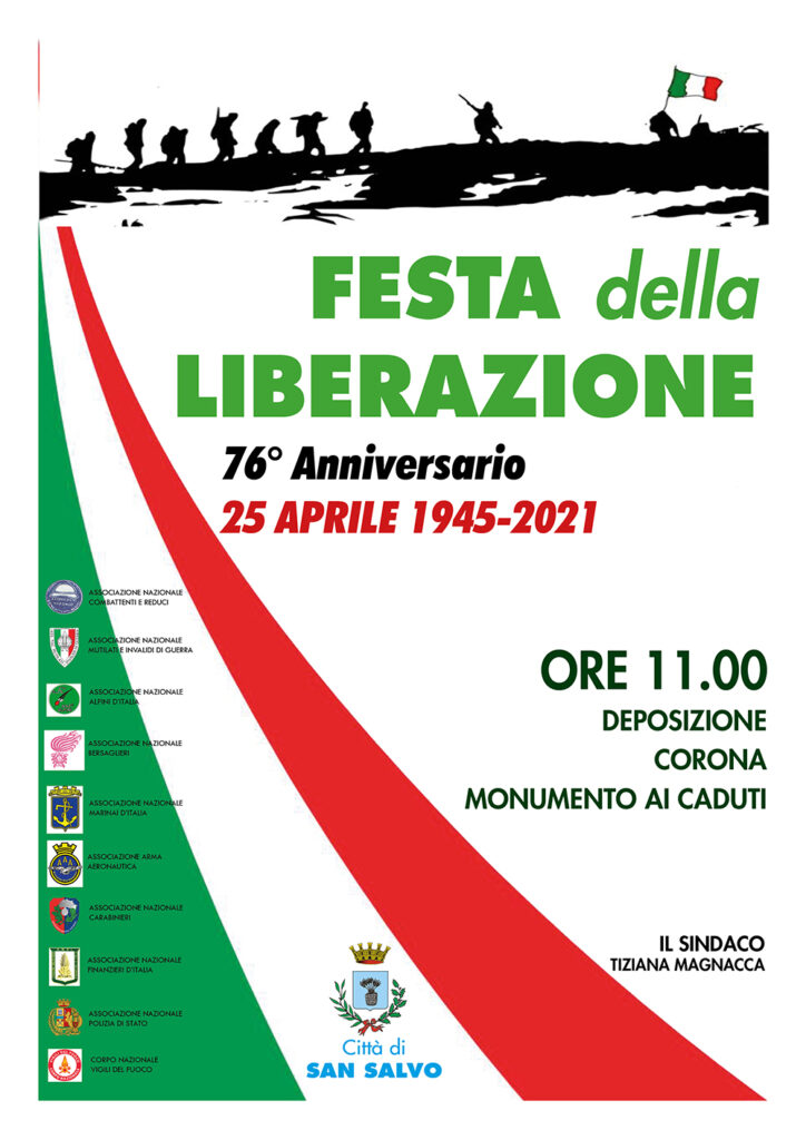 25 aprile 2021, le celebrazioni a San Salvo per il 76° anniversario della Liberazione