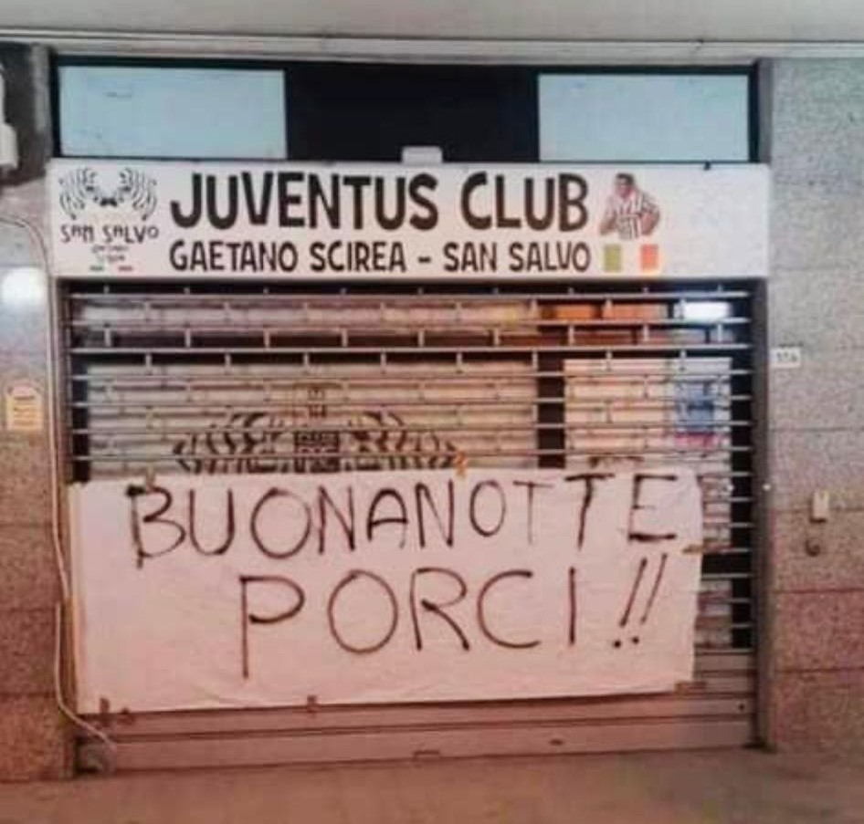 Striscione offensivo nella sede dello Juventus Club, il biasimo del sindaco Magnacca