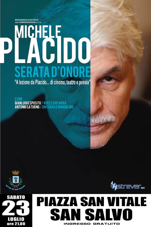 A lezione di cinema, teatro e poesia da Michele Placido con “serata d’onore”