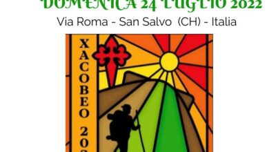 Il pannello delle uncinettine dedicato al Cammino di Santiago