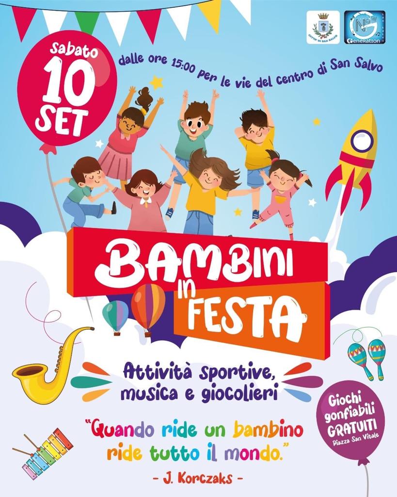 Sabato 10 settembre i bambini in festa nel centro di San Salvo