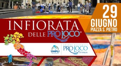 Il pannello all’uncinetto di san Vitale alla decima edizione dell’Infiorata storica a Roma