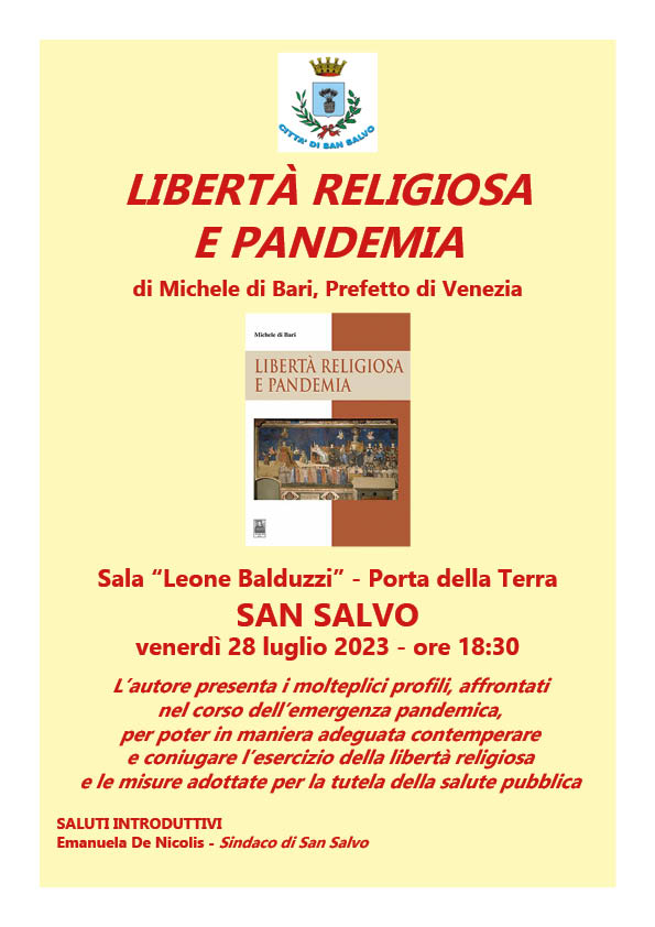 “Libertà religiosa e pandemia”, il libro del prefetto di Venezia dedicato alle libertà di culto e crisi pandemica