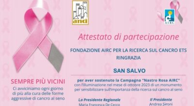 Nastro Rosa, attestato Airc al Comune di San Salvo