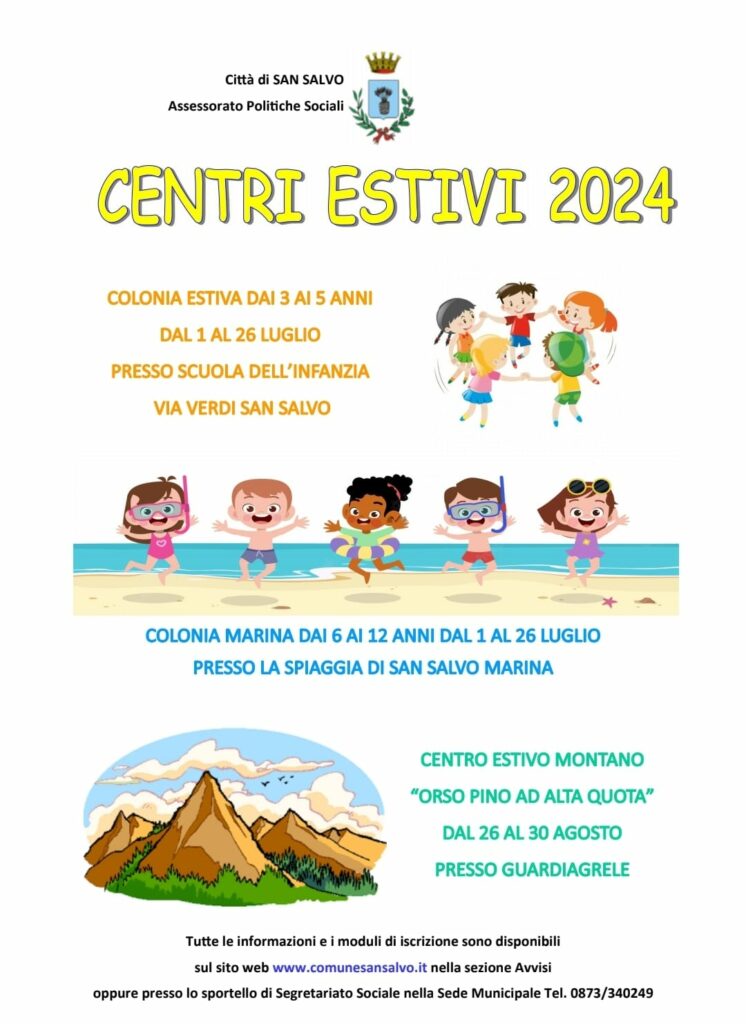 Al via le domande per la colonia estiva 2024